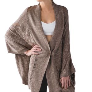 Lululemon Breeze Easy Wrap Heathered Brown Cardigan Sweater XS/S
